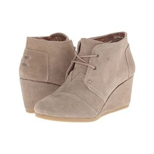 Tom's Desert Taupe Suede Lace Up Booties